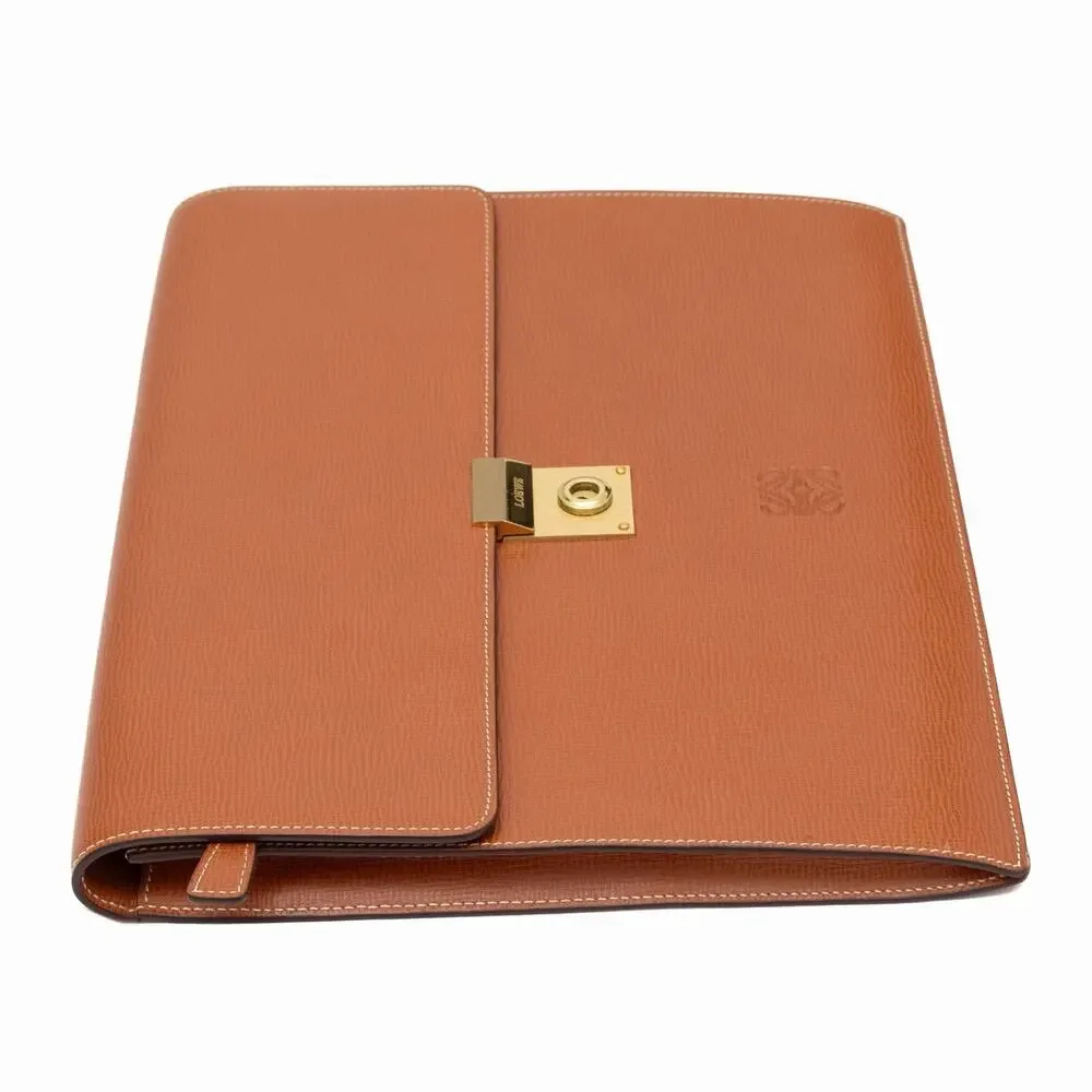 LOEWE Anagram Embossing Leather Clutch Bag Brown 13-15” Laptop Case Sleeve